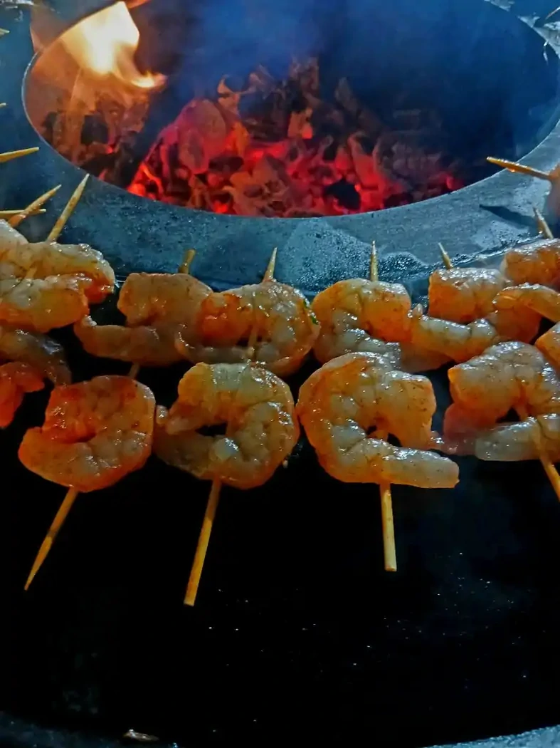 brochette crevettes marinées  au chorizo